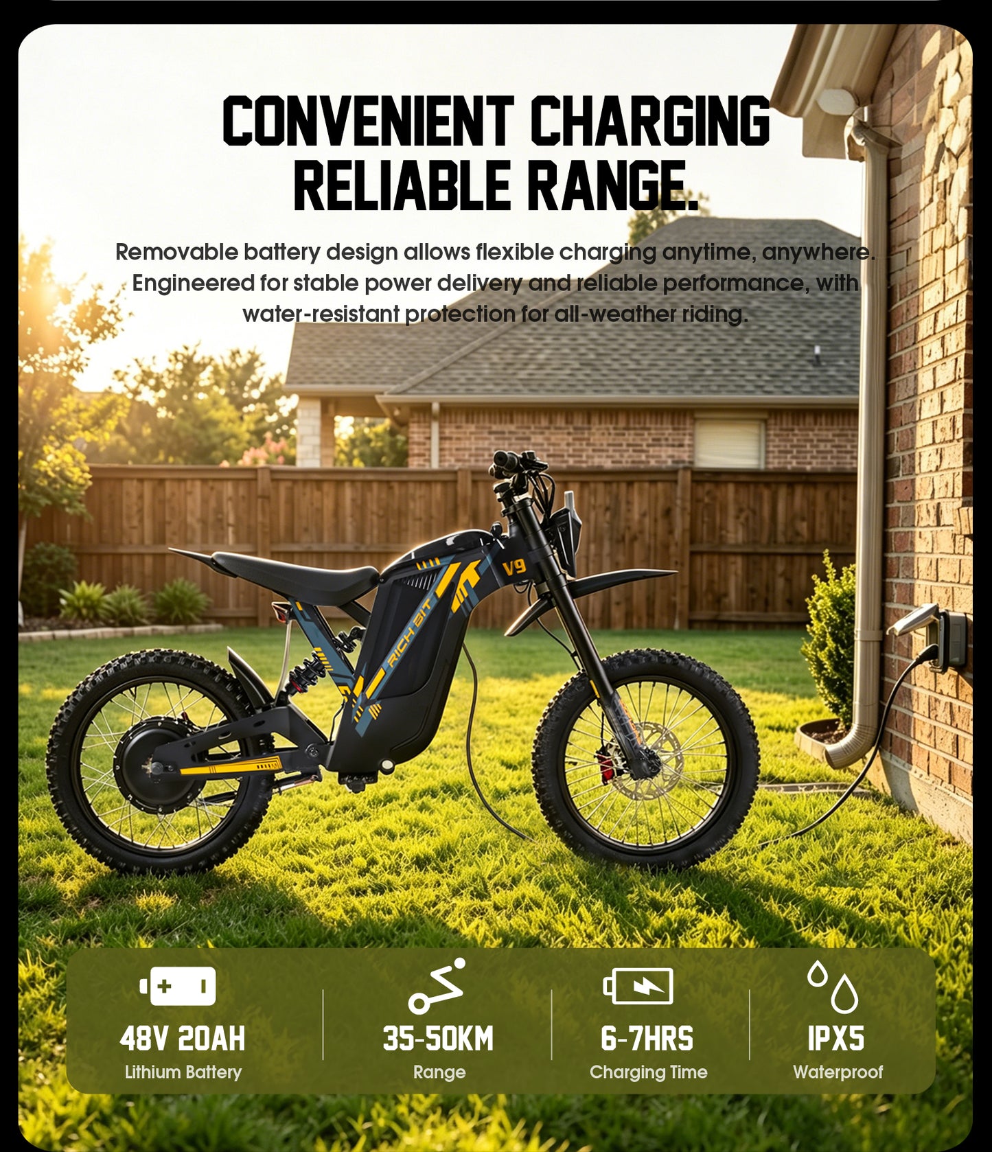 RICH BIT V9 Ultra 2500W Peak Power 48V 20Ah